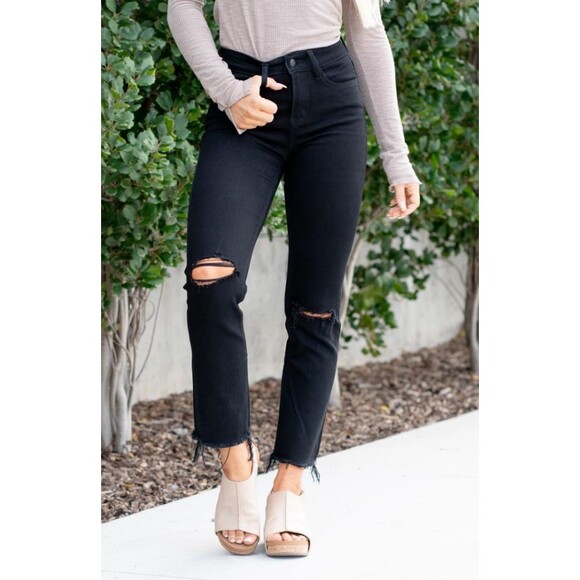 Vervet Black Jeanne High Rise Cropped Straight Leg Jeans Size 28 - Picture 1 of 7